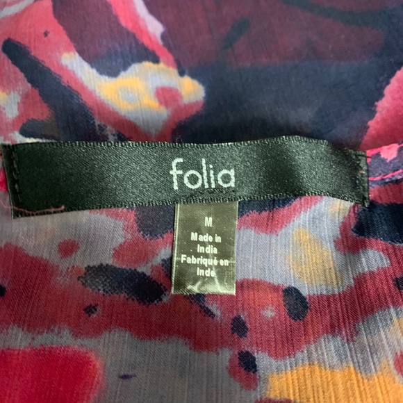 FOLIA Pink Multicoloured  3/4 Sleeves  Long Blouse Size M - Picture 7 of 8